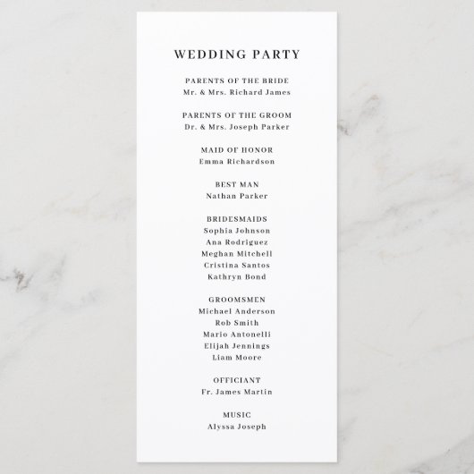 Programme Simple, moderne et minimaliste | MARIAGE (Dos)