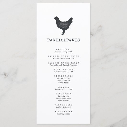 Programme Simple moderne Rustique Pays Mariage Ferme (Dos)