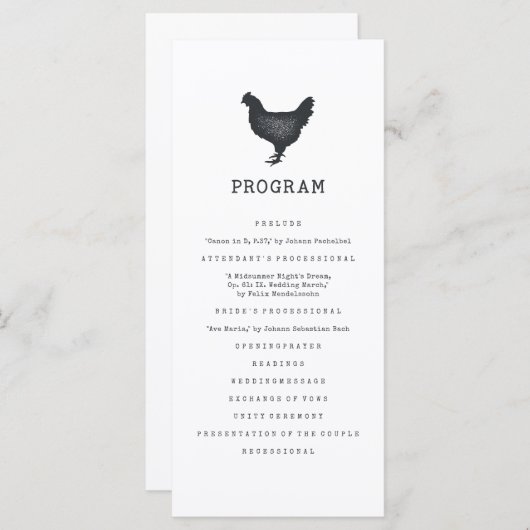 Programme Simple moderne Rustique Pays Mariage Ferme (Devant / Derrière)