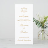 Programme Simple Monogramme Élégant Mariage Script Or (Debout devant)