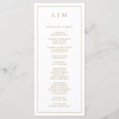 Programme Simple Monogramme Or Élégant Mariage Antique (Dos)