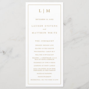 Programme Simple Monogramme Or Élégant Mariage Antique