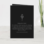 Programme Simple Noir Moderne Monogramme Floral Mariage plié (Dos)