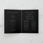 Programme Simple Noir Moderne Monogramme Floral Mariage plié (Intérieur)