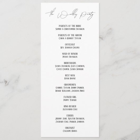 Programme Simple, polyvalent, élégant Mariage de script minc (Dos)