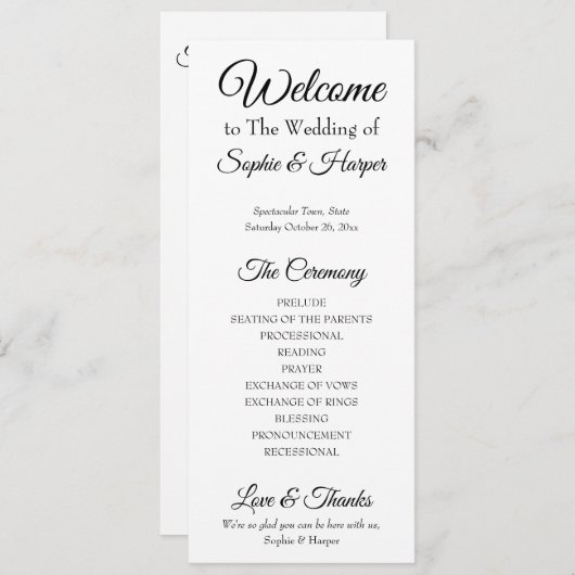 Programme Simple, polyvalent, élégant noir et blanc (Devant / Derrière)