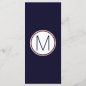 Programme Simple Rose Gold Lined Marine Blue Wedding Program (Dos)