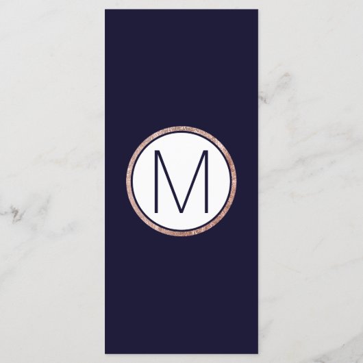 Programme Simple Rose Gold Lined Marine Blue Wedding Program (Dos)