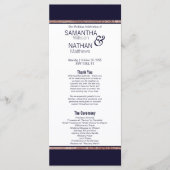 Programme Simple Rose Gold Lined Marine Blue Wedding Program (Devant)