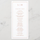 Programme Simple Rose Monogramme Rose Élégant Mariage (Dos)