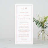 Programme Simple Rose Monogramme Rose Élégant Mariage (Debout devant)