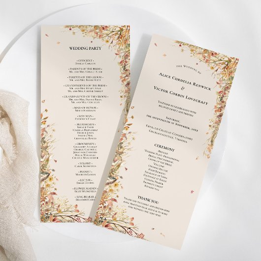 Programme Simple Russe Automne Beige Mariage plat