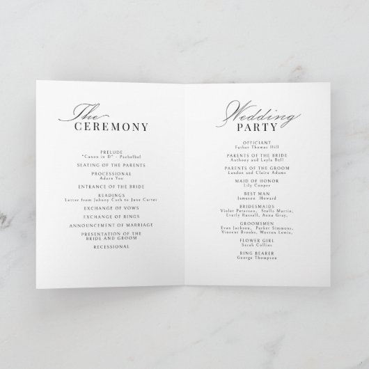 Programme Simple Script Typographique Élégant Mariage (Intérieur)