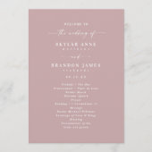 Programme Simple Solid Dusty Mauve Wedding Ceremony (Devant)