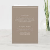 Programme Simple Typographie Taupe Mariage Formel (Dos)