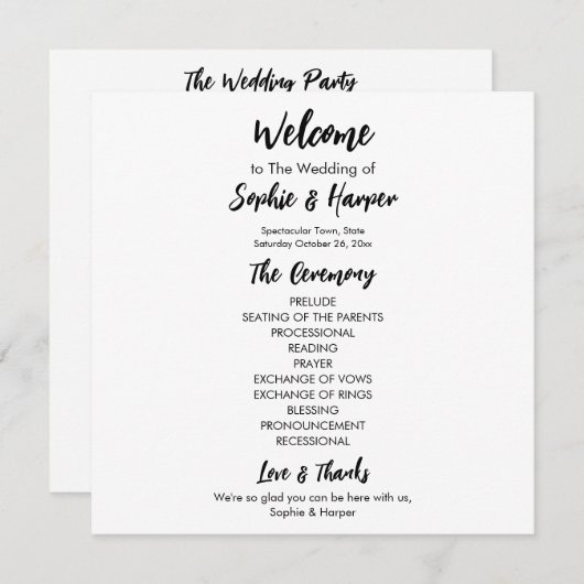 Programme Simple Versatile moderne Décontracté noir & blanc (Devant / Derrière)