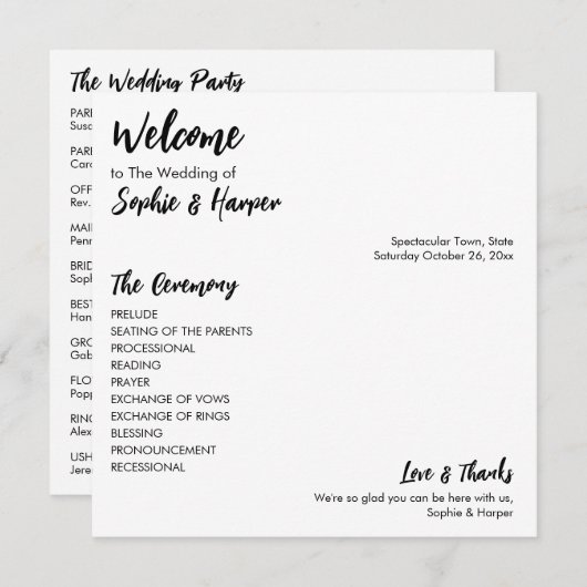 Programme Simple Versatile moderne Décontracté noir & blanc (Devant / Derrière)