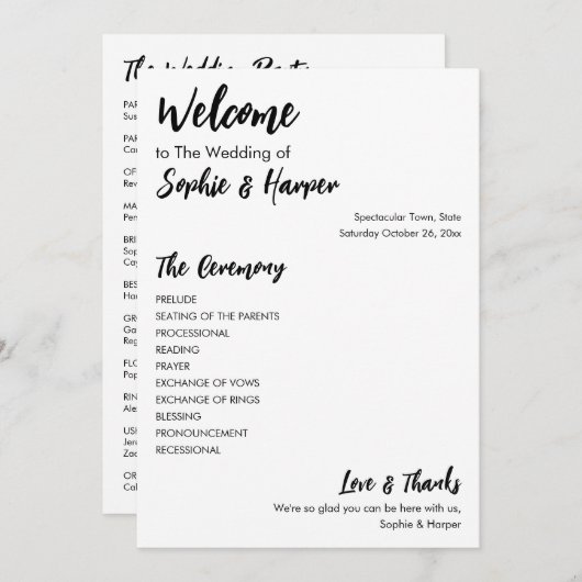 Programme Simple Versatile moderne Décontracté noir & blanc (Devant / Derrière)