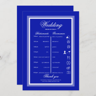 Programme Simplem moderne minimaliste bleu et blanc mariage