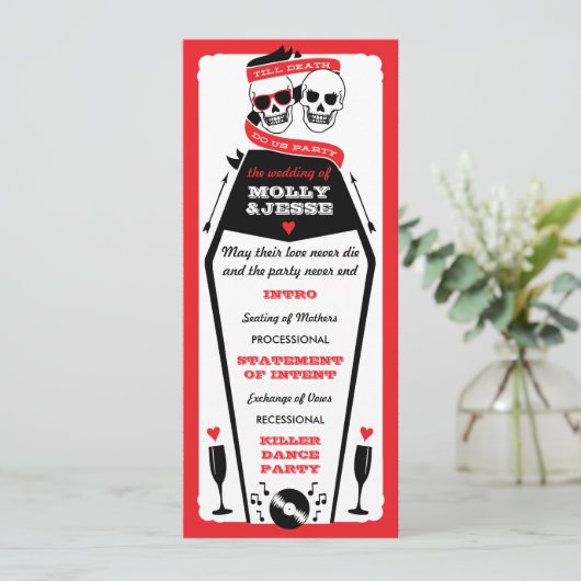 Programme Skeleton Wedding Program - Noir et Rouge (Debout devant)