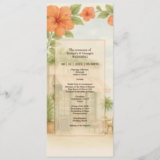 Programme Soft Green Tropical Hawaii Destination Mariage (Dos)