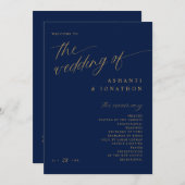 Programme Soft Romantic Dark Navy Mariage bleu et or (Devant / Derrière)