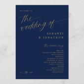 Programme Soft Romantic Dark Navy Mariage bleu et or (Devant)