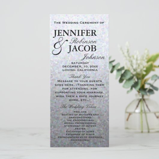 Programme Soft Silver Pastel Wedding (Debout devant)