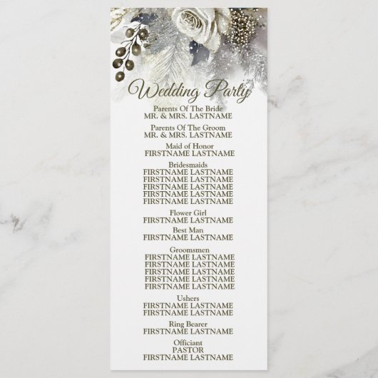 Programme Soirée de mariage Silver Golden White Roses (Dos)