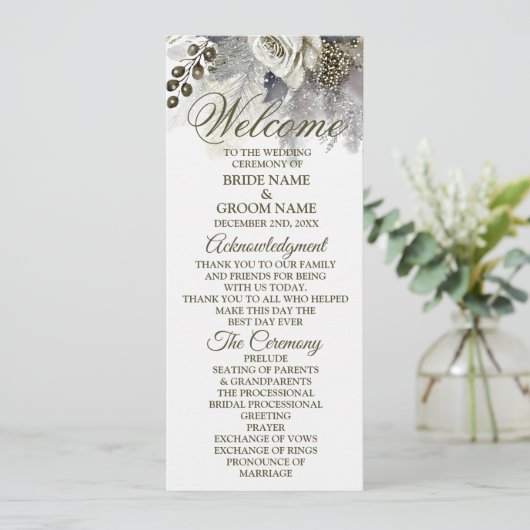 Programme Soirée de mariage Silver Golden White Roses (Debout devant)