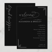 Programme Sophisticated Black Geometric Wedding Ceremony (Devant / Derrière)