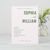 Programme Sophisticated Green Minimalist Wedding Ceremony (Debout devant)