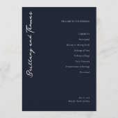 Programme Sophisticated Navy Minimalist Wedding Program (Devant)