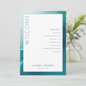 Programme Sophisticated Teal Watercolor Ceremony Schedule (Debout devant)