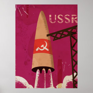 Programme spatial soviétique URSS Affiche Vintage