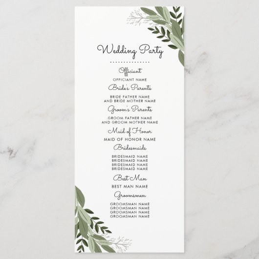 Programme Sprigs mariages (Dos)