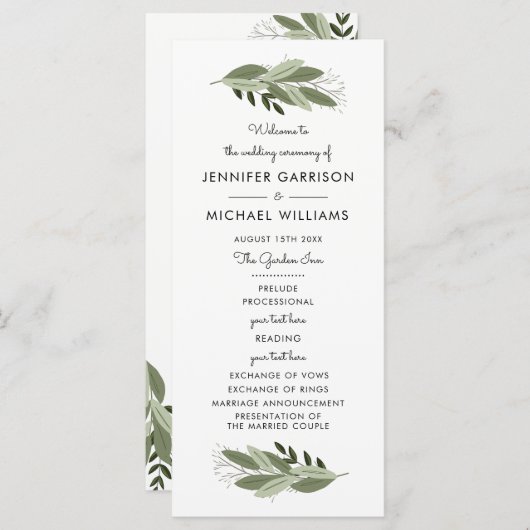 Programme Sprigs mariages (Devant / Derrière)