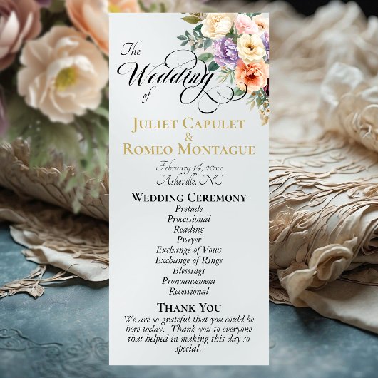Programme Spring Floral - Pearl White Wedding