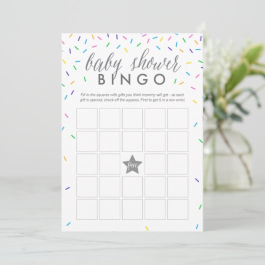 Programme Sprinkings Baby shower Bingo Game Card (Debout devant)