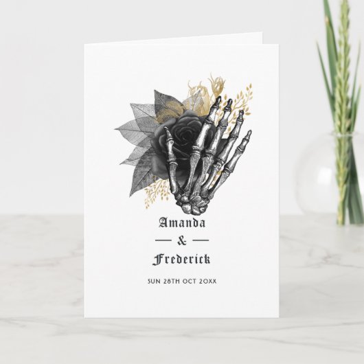Programme Squelette floral noir et or Mariage gothique (Devant)