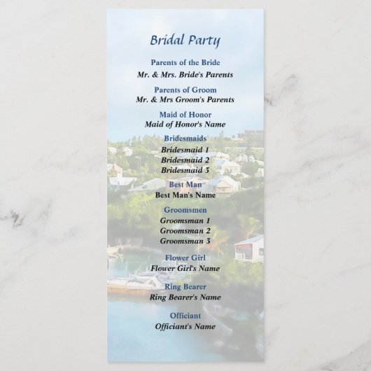 Programme St. George's Harbour, Bermudes Wedding Program (Dos)