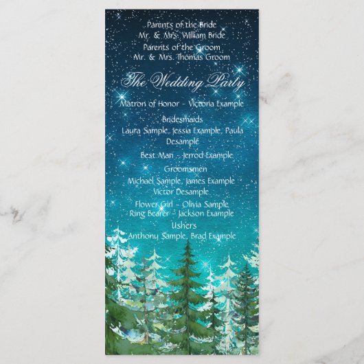 Programme Star Light Forêt Mariage Ordre de cérémonie (Dos)