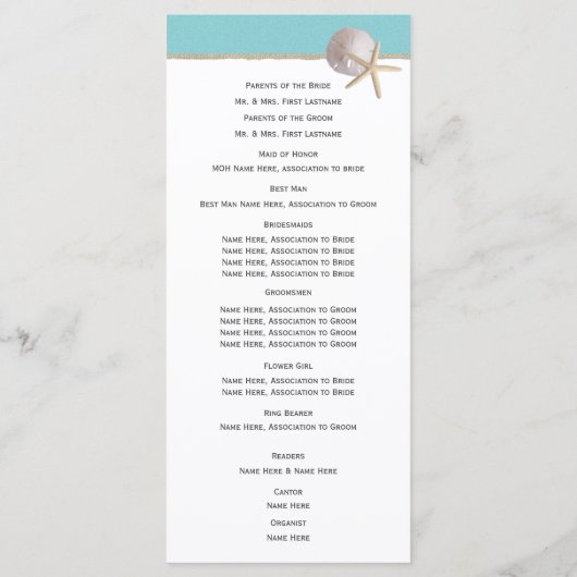 Programme Starfish et Burlap Aqua Beach (Dos)