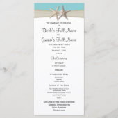 Programme Starfish et Burlap Coral Beach Wedding Program (Devant)