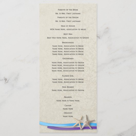 Programme Starfish et Ribbon D violet et bleu (Dos)