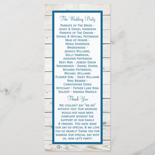 Programme Starfish Whitewashed Wood Beach Wedding Collection (Dos)