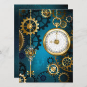 Programme Steampunk Arrière - plan turquoise avec Gears (Devant / Derrière)