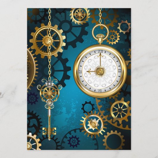 Programme Steampunk Arrière - plan turquoise avec Gears (Devant)