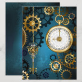Programme Steampunk Arrière - plan turquoise avec Gears (Devant / Derrière)
