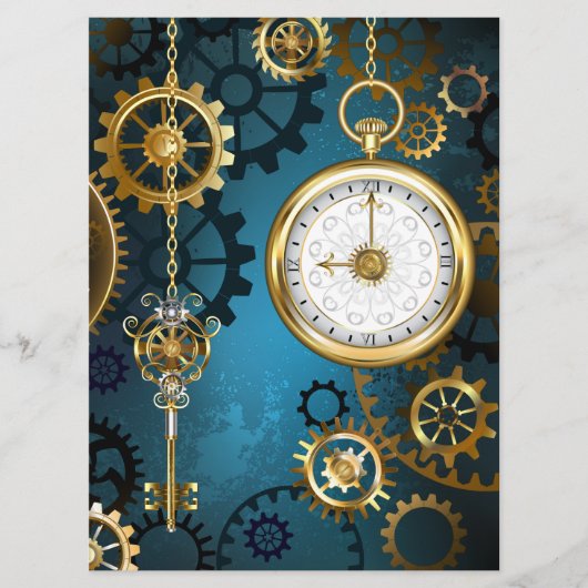Programme Steampunk Arrière - plan turquoise avec Gears (Devant)